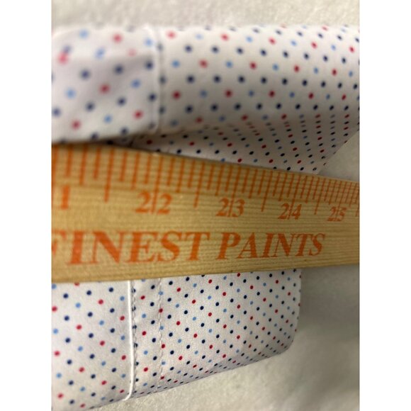 ConStruct Slim Fit Mens Dress Shirt M White Polka Dot Pattern Long Sleeve - Picture 6 of 10